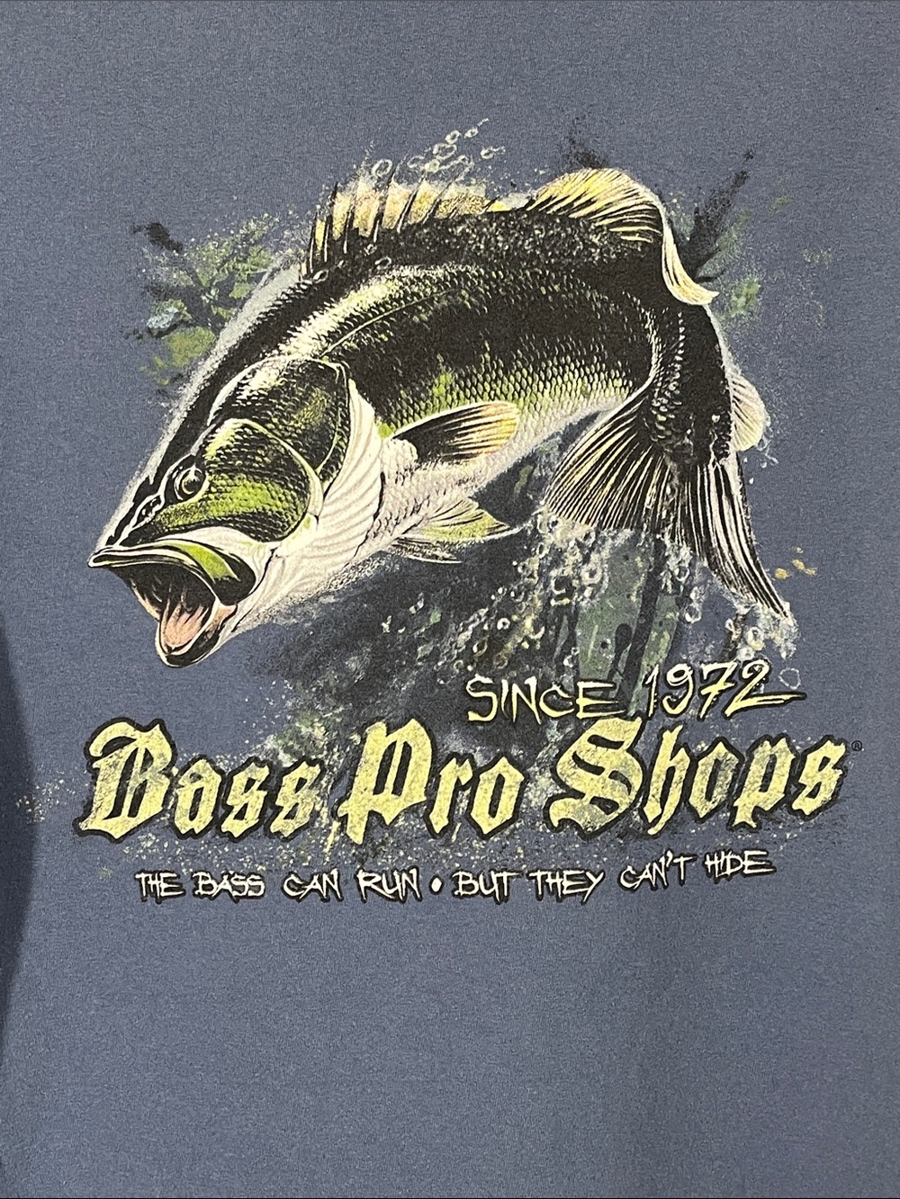 Bass Pro Shops Bass Fishing Graphic Long Sleeve T-Shirt Men’s Large Blue